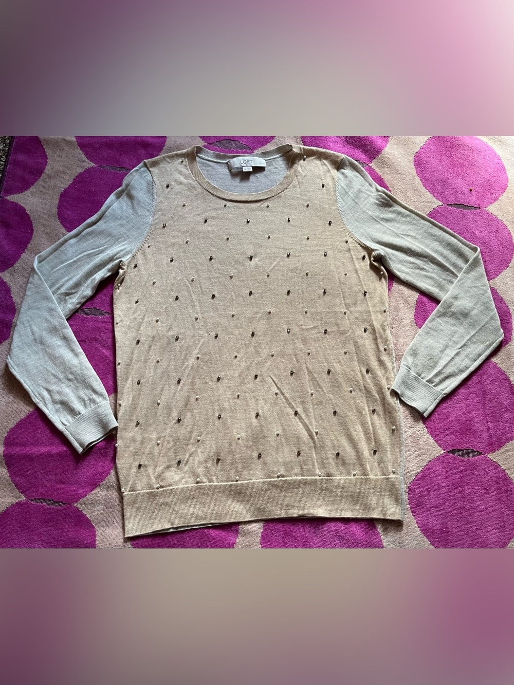 Ann Taylor LOFT Lightweight Colorblock Beaded Knit Sweater - Picture 5 of 16